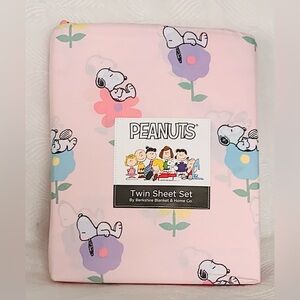 Peanuts Snoopy Naps Easter Spring Flowers Sheet Set - Pink - Twin
